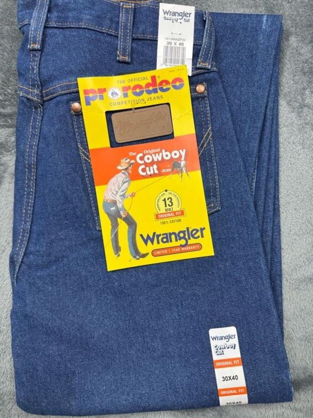 Wrangler Jeans Mens 30x40 Blue Cowboy Cut Straight Original Fit Denim 13MWZ